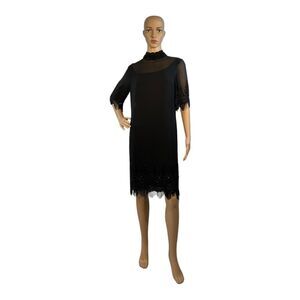 Niteline by Della Roufogali Women’s Black Silk Sequin Beaded knee Dress Size 6